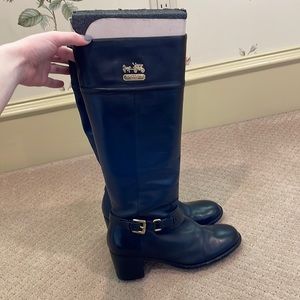 Coach black tall leather boots